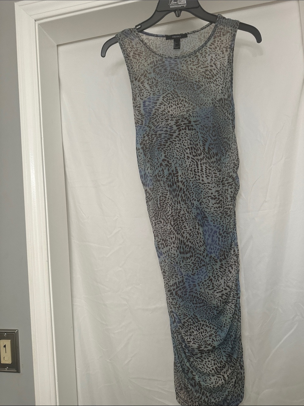 Forever 21 Sheer Animal Print Sleeveless Top - Blue Gray